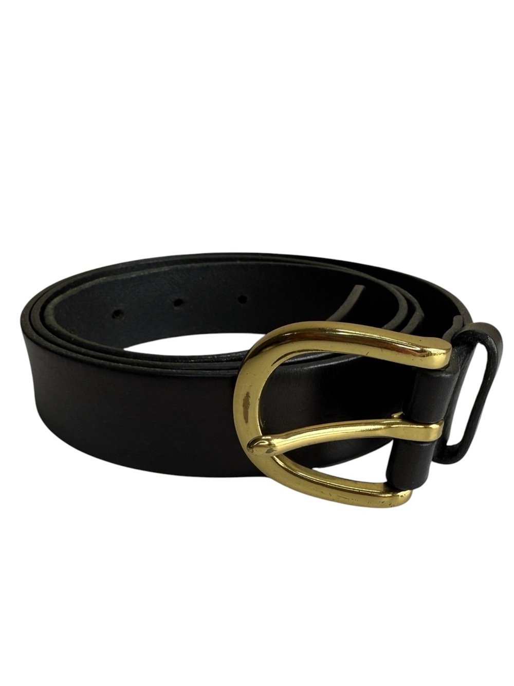 J.Crew Black Italian Leather Belt Gold Buckle Classic Minimalist Women’s L
